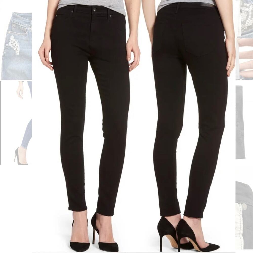 AG The Farrah High Waist Ankle Skinny Jeans Black